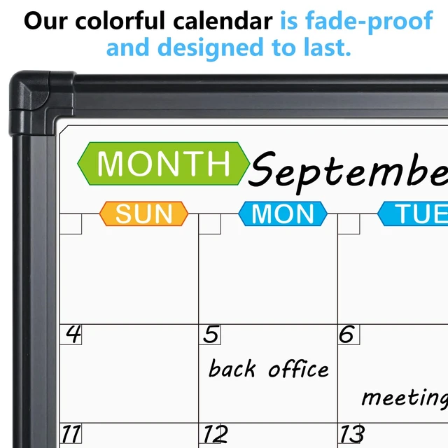 Alt view image 3 of 6 - Magnetic Dry Erase Calendar Whiteboard, 4 Month White Board Planner 36 X 24 Inch, Black Aluminum Frame Wall Mounted Board for Office Home and School