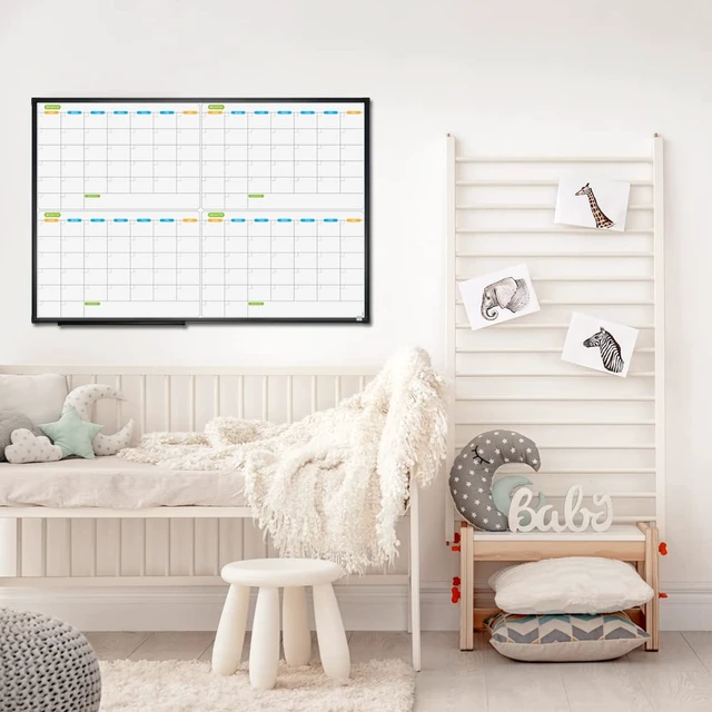 Alt view image 5 of 6 - Magnetic Dry Erase Calendar Whiteboard, 4 Month White Board Planner 36 X 24 Inch, Black Aluminum Frame Wall Mounted Board for Office Home and School