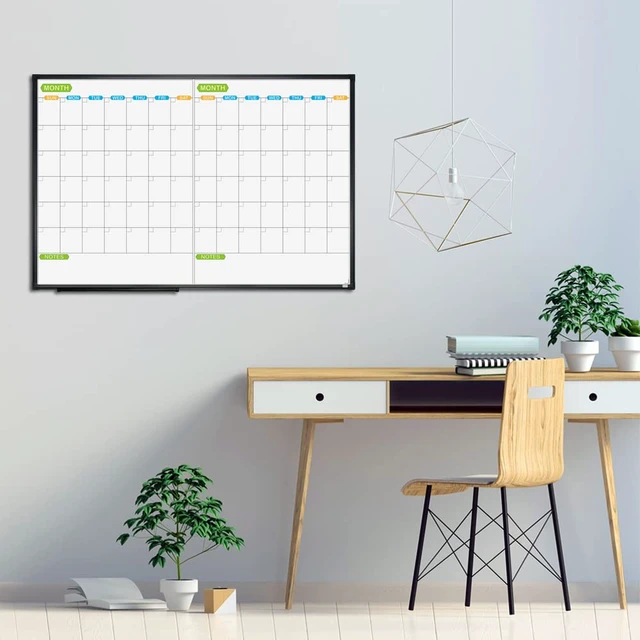 Alt view image 4 of 6 - Magnetic Dry Erase Calendar Whiteboard, 2 Month White Board Planner 36 X 24 Inch, Black Aluminum Frame Wall Mounted Board for Office Home and School