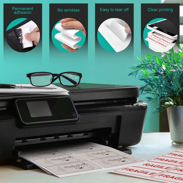 Alt view image 2 of 7 - 2x4 Labels Sticker Paper - 2500 Address Labels (250 Sheets) for Laser/Inkjet Printer Matte White Blank Labels on 8.5x11 Inch for Mailing, Shipping, and Organizing (Pack of 2)