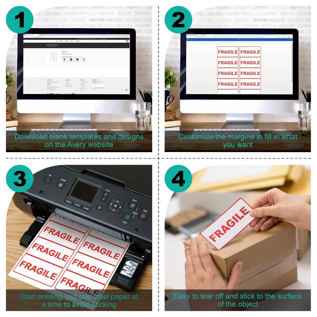 Alt view image 3 of 7 - 2x4 Labels Sticker Paper - 2500 Address Labels (250 Sheets) for Laser/Inkjet Printer Matte White Blank Labels on 8.5x11 Inch for Mailing, Shipping, and Organizing (Pack of 2)