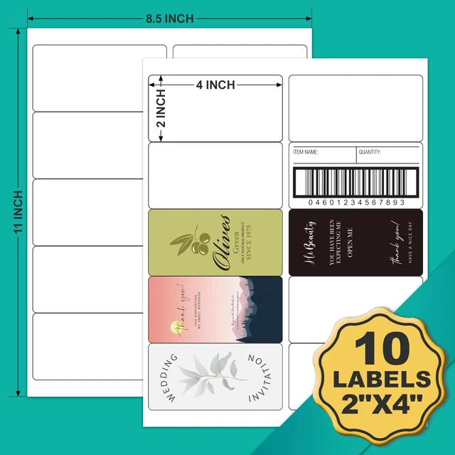 Alt view image 7 of 7 - 2x4 Labels Sticker Paper - 2500 Address Labels (250 Sheets) for Laser/Inkjet Printer Matte White Blank Labels on 8.5x11 Inch for Mailing, Shipping, and Organizing (Pack of 2)