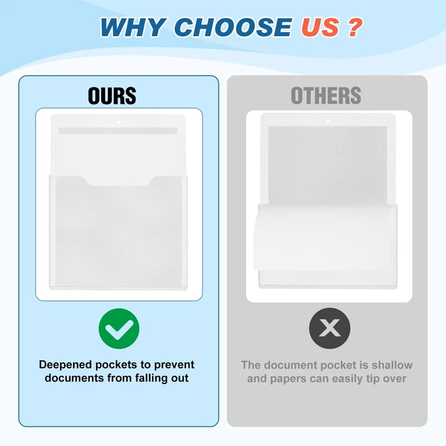 Alt view image 3 of 6 - Magnetic File Holder Wall, 12.2 x 9.4 Inch, Vertical, Clear Large File Folder for Fridge, Whiteboard, Cabinet, Paper Mail Letters Storage, Office Magnetic Folder Mount