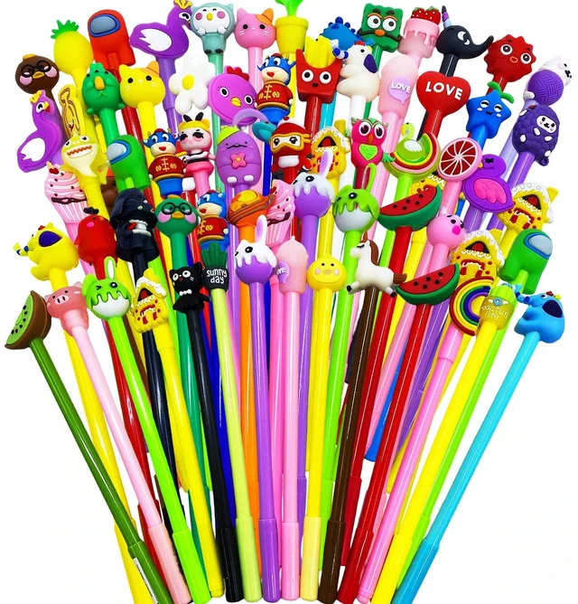 Main image of 70 Pieces Cute Cartoon Gel Black Ink Pens,Random Novelty Kawaii Pens,Cool Assorted Styles Writing Pen for Kids,School Office Home Supplies,Gift