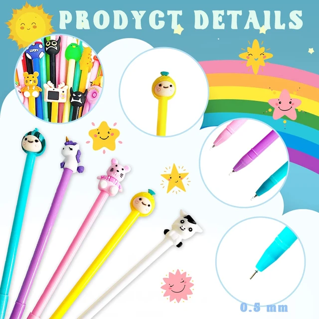 Alt view image 2 of 7 - 70 Pieces Cute Cartoon Gel Black Ink Pens,Random Novelty Kawaii Pens,Cool Assorted Styles Writing Pen for Kids,School Office Home Supplies,Gift
