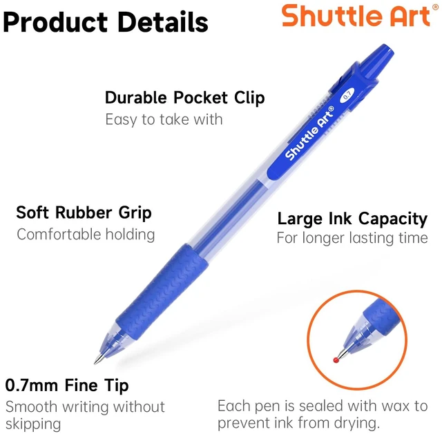 Alt view image 2 of 7 - Blue Gel Pens, 40 Pack Retractable 0.7mm Medium Point Rollerball Blue Ink Pens Smooth Writing with Comfortable Grip for Writing Journaling Taking Notes Office School Home