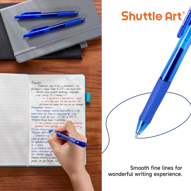 Alt view image 3 of 7 - Blue Gel Pens, 40 Pack Retractable 0.7mm Medium Point Rollerball Blue Ink Pens Smooth Writing with Comfortable Grip for Writing Journaling Taking Notes Office School Home