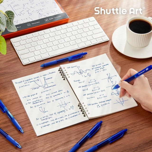 Alt view image 5 of 7 - Blue Gel Pens, 40 Pack Retractable 0.7mm Medium Point Rollerball Blue Ink Pens Smooth Writing with Comfortable Grip for Writing Journaling Taking Notes Office School Home