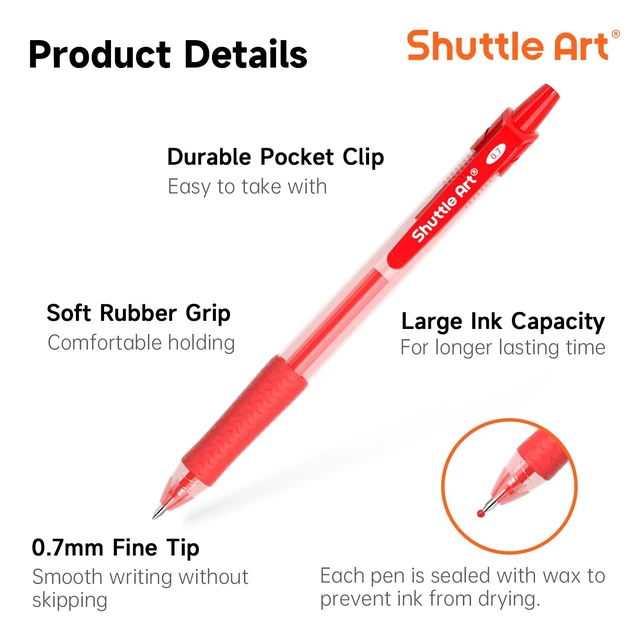 Alt view image 2 of 7 - Red Gel Pens, 40 Pack Retractable 0.7mm Medium Point Rollerball Red Ink Pens Smooth Writing with Comfortable Grip for Writing Journaling Taking Notes Office School Home