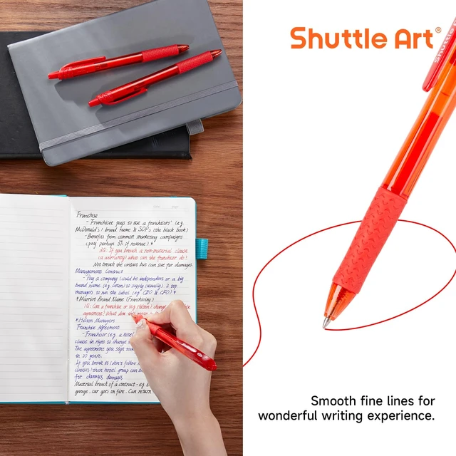 Alt view image 3 of 7 - Red Gel Pens, 40 Pack Retractable 0.7mm Medium Point Rollerball Red Ink Pens Smooth Writing with Comfortable Grip for Writing Journaling Taking Notes Office School Home