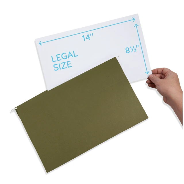 Alt view image 2 of 5 - 25 Legal Size Expandable Hanging File Folders, 1" Standard Green, 12.5pt, 1 in Expansion, Reinforced, Tabs Included, for Legal Charts, Files, and Manuals