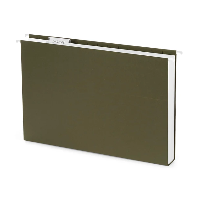 Alt view image 4 of 5 - 25 Legal Size Expandable Hanging File Folders, 1" Standard Green, 12.5pt, 1 in Expansion, Reinforced, Tabs Included, for Legal Charts, Files, and Manuals