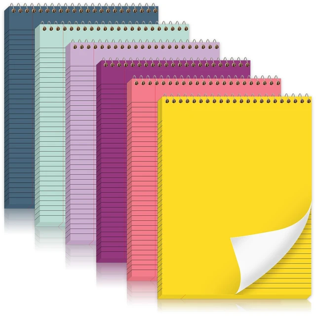Main image of 6Pcs Pastel Rainbow Top Spiral Notebooks 8.5x11 College Ruled Pad 8.5x11 Aesthetic Legal Pad, 6 Pack 51-Sheet Colored Paper, Top Bound Steno Pad for Writing School Office Supplies Note Taking