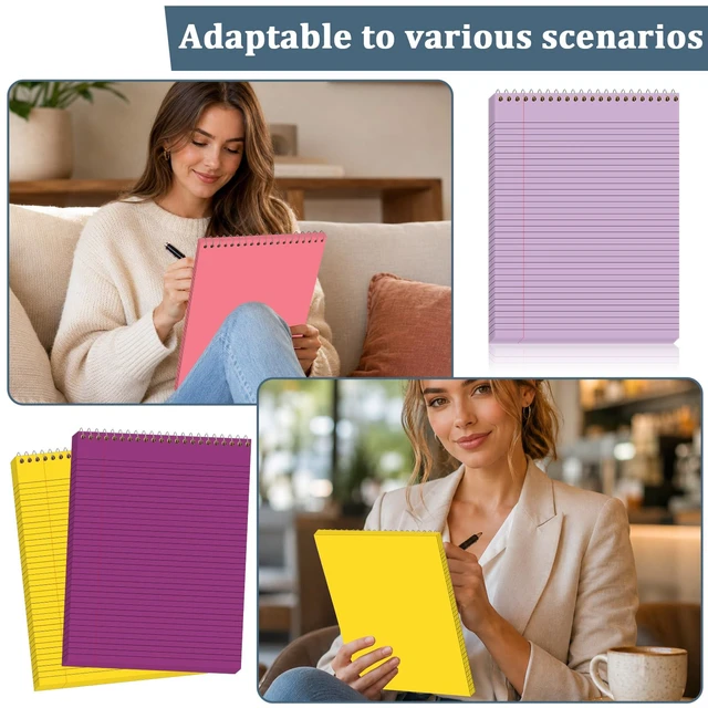 Alt view image 6 of 7 - 6Pcs Pastel Rainbow Top Spiral Notebooks 8.5x11 College Ruled Pad 8.5x11 Aesthetic Legal Pad, 6 Pack 51-Sheet Colored Paper, Top Bound Steno Pad for Writing School Office Supplies Note Taking
