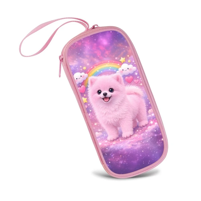 Alt view image 7 of 7 - Pencil Case for Girl,Multi-Slot Large Capacity Pencil Pouch with Soft Zipper, Durable Pen Box Pink Dog