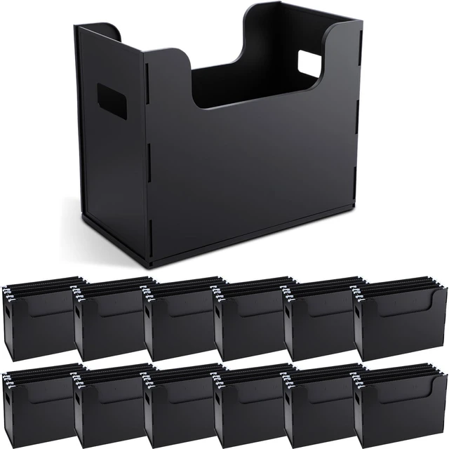 Main image of 12 Pcs Portable Desktop File, Filing Organizer, Black Side Handles, Chrismas Hanging File Folders, Letter Size for Schools Office Home