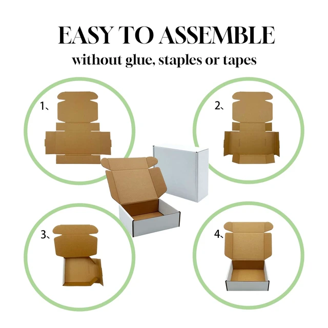 Alt view image 2 of 7 - White Shipping Boxes 9x5x2 inch 50 Pack,Corrugated Mailers for E-Commerce Small Business Packaging, Literature Mailer, Mailing, Gifting, Wrapping, Moving, Storage, Recycled Cardboard Box, Tuck Top