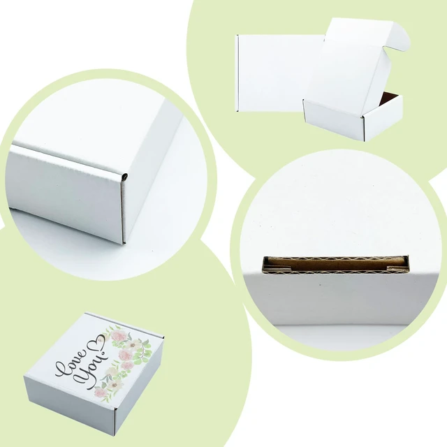 Alt view image 7 of 7 - White Shipping Boxes 6x5x2 inch 50 Pack,Corrugated Mailers for E-Commerce Small Business Packaging, Literature Mailer, Mailing, Gifting, Wrapping, Moving, Storage, Recycled Cardboard Box, Tuck Top