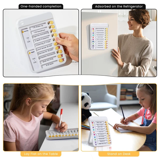 Alt view image 7 of 7 - 2 Pack Chores Chart for Kids Multiple Kids to Do List Board with Sliders ADHD Tools, Magnetic Visual Schedule Checklist for Fridge with Dry-Erase Sheets and Marker, Morning/Bedtime Routine Chart