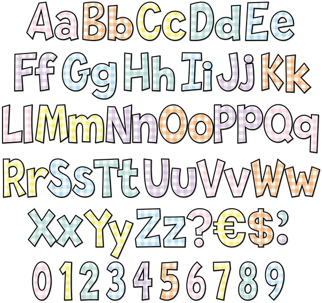 Main image of 134 Pcs 5 Inch Pastel Gingham Bulletin Board Letters for Classroom Decoration Poster Alphabet Numbers Combo Set Paper Letter Cutouts for Bulletin Board Chalkboard School Decor