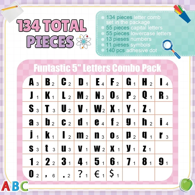 Alt view image 2 of 7 - 134 Pcs 5 Inch Pastel Gingham Bulletin Board Letters for Classroom Decoration Poster Alphabet Numbers Combo Set Paper Letter Cutouts for Bulletin Board Chalkboard School Decor