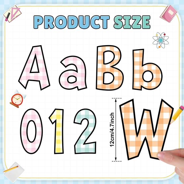 Alt view image 3 of 7 - 134 Pcs 5 Inch Pastel Gingham Bulletin Board Letters for Classroom Decoration Poster Alphabet Numbers Combo Set Paper Letter Cutouts for Bulletin Board Chalkboard School Decor