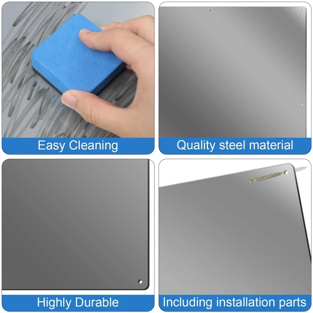 Alt view image 3 of 7 - Magnetic Board Steel, Display Magnetic, Steel Color, 30 x 14 Inch Magnet Bulletin Boards for Walls Notes Photos for Home, Office, Classroom, Pre Drilled with Screws and Dry Wet Erase Feature