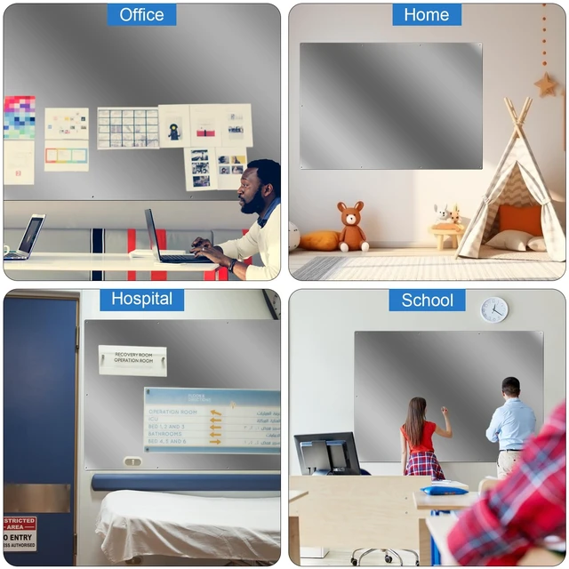 Alt view image 4 of 7 - Magnetic Board Steel, Display Magnetic, Steel Color, 30 x 14 Inch Magnet Bulletin Boards for Walls Notes Photos for Home, Office, Classroom, Pre Drilled with Screws and Dry Wet Erase Feature