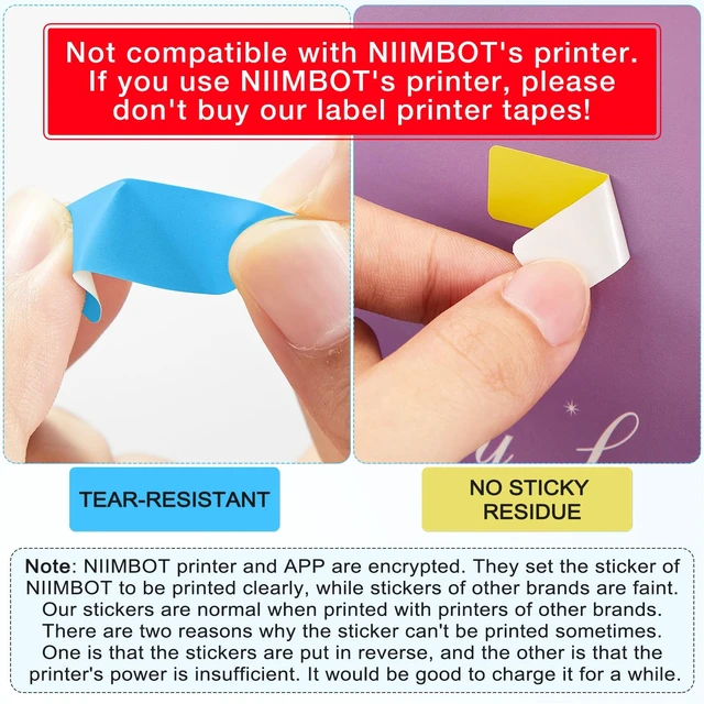 Alt view image 2 of 6 - 1600 Pcs Label Tapes Compatible with D30 Label Printer Laminated Labeling Stickers Thermal Labels for Home Office(Multicolor,12x40mm)