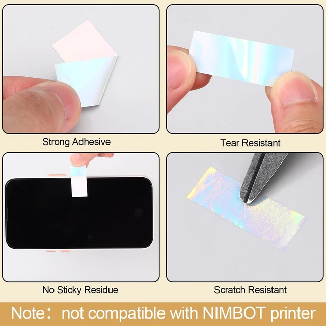 Alt view image 3 of 7 - 1600 Pcs Label Tapes Compatible with D30 Label Printer Laminated Labeling Stickers Thermal Labels for Home Office(Holographic Silver,15 x 40 mm)