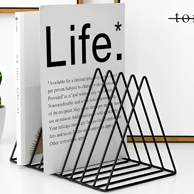 Alt view image 3 of 7 - 2 Pack Black Magazine Holder, 9 Slot Desktop File Sorter Magazine Holder, Book Album Display Rack, Desktop File Sorter Organizer, Triangle Bookshelf Decor for Home Office,Iron Wire