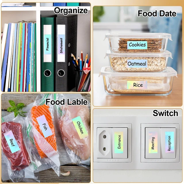 Alt view image 6 of 7 - 1600 Pcs Label Tapes Compatible with D30 Label Printer Laminated Labeling Stickers Thermal Labels for Home Office(Holographic Silver,15 x 40 mm)