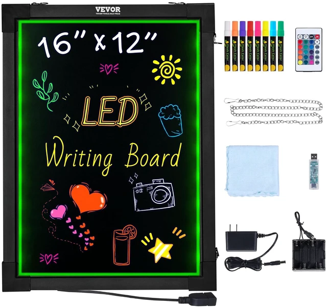 Main image of LED Message Writing Board, 16"x12" Illuminated Erasable Lighted Chalkboard, Neon Effect Menu Sign Board, Drawing Board with 8 Fluorescent Chalk Markers and Remote Control, for Home Wedding Shop
