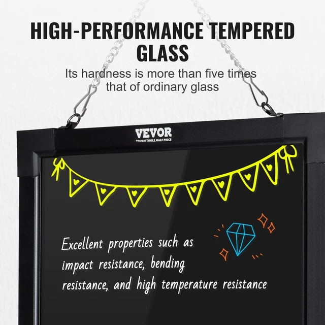 Alt view image 5 of 7 - LED Message Writing Board, 16"x12" Illuminated Erasable Lighted Chalkboard, Neon Effect Menu Sign Board, Drawing Board with 8 Fluorescent Chalk Markers and Remote Control, for Home Wedding Shop