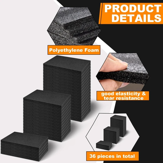 Alt view image 6 of 7 - 36 Pcs 12" x 8" x 0.5" Polyethylene Foam Sheet Thick Black Packing Foam Padding Customizable PE Board Cushion Inserts for Cases Craft Shipping Moving DIY Projects Toolbox Storage