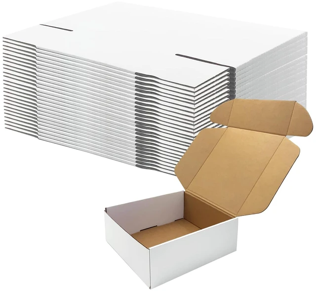 Main image of 10x10x3 Inch White Shipping Boxes 25 Pack,Craft Gift Boxes,Bulk of Mailers Literature Mailing, Shipping,Packaging,Recyclable Storage,Organizing,Craft Gifts,Products Business,Corrugated Box,Luck Top