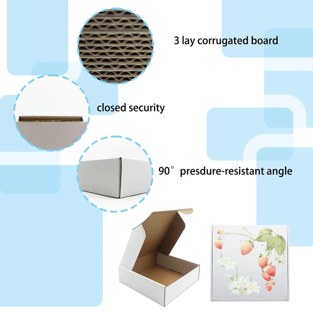 Alt view image 2 of 7 - 10x10x3 Inch White Shipping Boxes 25 Pack,Craft Gift Boxes,Bulk of Mailers Literature Mailing, Shipping,Packaging,Recyclable Storage,Organizing,Craft Gifts,Products Business,Corrugated Box,Luck Top
