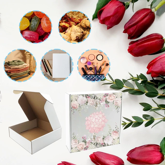 Alt view image 3 of 7 - 10x10x3 Inch White Shipping Boxes 25 Pack,Craft Gift Boxes,Bulk of Mailers Literature Mailing, Shipping,Packaging,Recyclable Storage,Organizing,Craft Gifts,Products Business,Corrugated Box,Luck Top