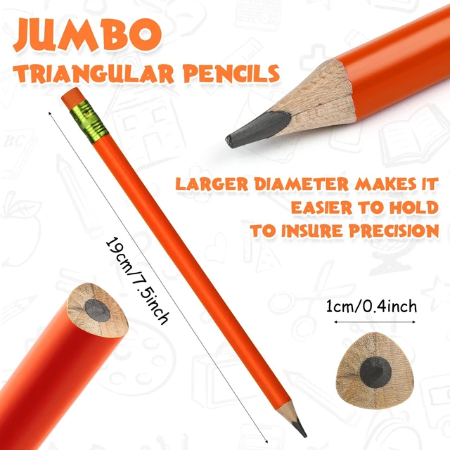 Alt view image 2 of 6 - 48 Pcs Large Pencils 3 Sharpeners,Multicolor,Triangle,Fat Pencils Jumbo Thick Grip, Preschoolers Kindergarten Beginners, Fat pencils, Kids Easy Hold School Writing School Practice