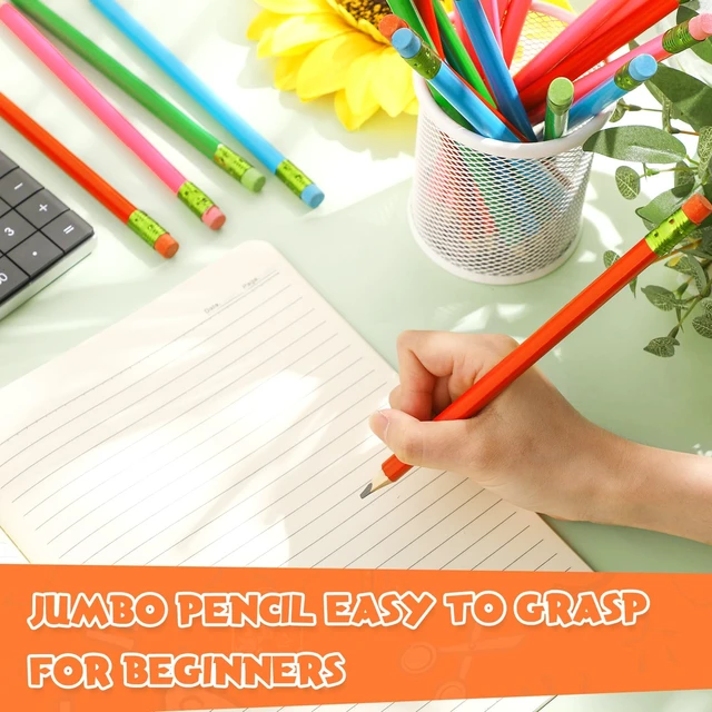 Alt view image 5 of 6 - 48 Pcs Large Pencils 3 Sharpeners,Multicolor,Triangle,Fat Pencils Jumbo Thick Grip, Preschoolers Kindergarten Beginners, Fat pencils, Kids Easy Hold School Writing School Practice