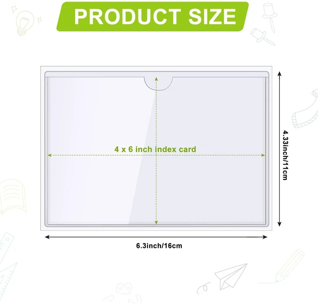 Alt view image 3 of 7 - 50 Pack 4" x 6" Clear Adhesive Pockets, Index Card Pockets With Top Open Loading, Plastic Labels Holders for Organizing Storage Bins, Library Card, Drawer, and Protecting Your Cards