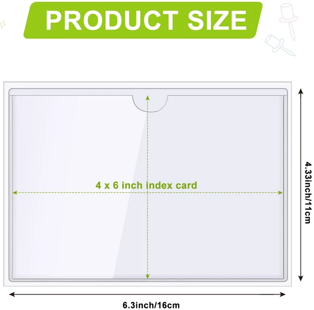 Alt view image 2 of 7 - 50 Pack 4" x 6" Clear Adhesive Pockets, Index Card Pockets With Top Open Loading, Plastic Labels Holders for Organizing Storage Bins, Library Card, Drawer, and Protecting Your Cards