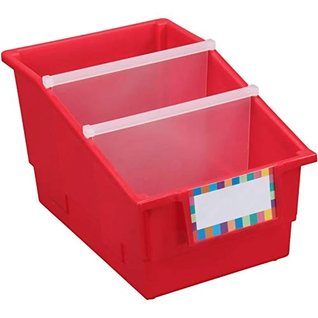 Alt view image 4 of 7 - Rainbow Chapter Book Classroom Library Bins with Dividers 8.75" x 13.5" x 7.75", 4-Pack, Large Plastic Bin Organizers for Book Organization, Documents, Files, Magazines