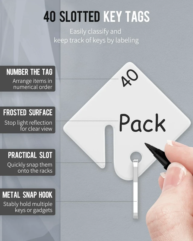 Alt view image 3 of 7 - 40 Position Slotted Key Cabinet with Combination Lock Resettable White Digital Security Storage Box Steel Key Organizer with Slotted Racks White Key Tag Labels and Permanent Pen