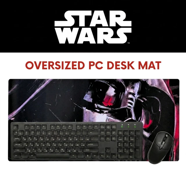 Alt view image 3 of 7 - Star Wars Large Gaming Mouse Pad 31"x15" XL Computer Desk Mat, Anime Star Wars anime gaming mouse pad, Oversized 31x15in smooth fabric top, stitched edges, non-slip rubber base