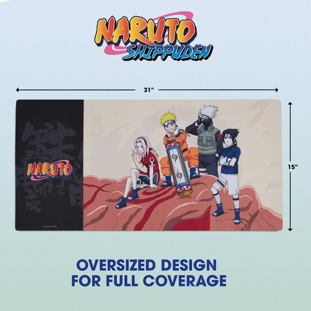 Alt view image 6 of 7 - Naruto Large Gaming Mouse Pad 31"x15" XL Computer Desk Mat, Anime Keyboard Naruto anime gaming mouse pad, Oversized 31x15in, stitched edges, smooth fabric top, non-slip rubber base