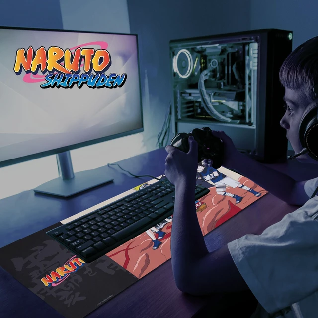 Alt view image 7 of 7 - Naruto Large Gaming Mouse Pad 31"x15" XL Computer Desk Mat, Anime Keyboard Naruto anime gaming mouse pad, Oversized 31x15in, stitched edges, smooth fabric top, non-slip rubber base