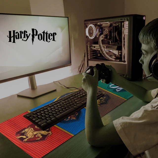 Alt view image 7 of 7 - Harry Potter Gaming Mouse Pad Large 31"x15" XL Computer Desk Mat, Anime Harry Potter anime gaming mouse pad, Oversized 31x15in smooth fabric top, stitched edges, non-slip rubber base