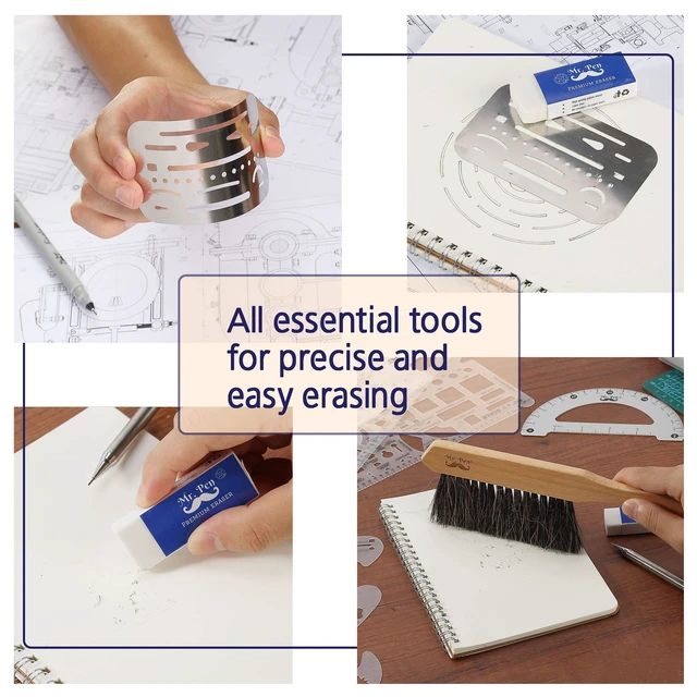 Alt view image 7 of 7 - Professional Drafting Tools & Geometry Set with Case, 17 pcs Mechanical Pencil, Fineliners, Scale Metal Ruler, Drawing Templates for Interior Design House Plan, Architect Protractor Set