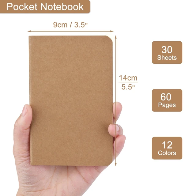 Alt view image 2 of 7 - 180 Pack Kraft Pocket Notebooks Bulk, 3.5 X 5.5 Inches Blank Paper Journaling Notebooks, 30 Sheets/60 Pages, Mini Journal Notebooks for Work, Writing, Drawing Memo Notepad(Kraft Cover)